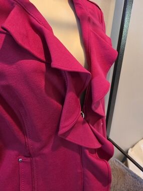 White House Black Market Fuchsia Jacket with Ruffle Trim
